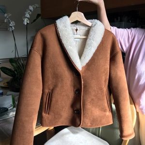 Olive clothing sherpa coat